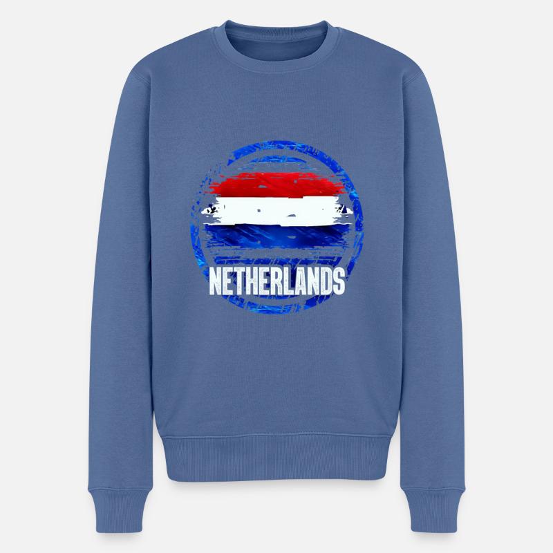 Niederlande - Männer Premium Bio Pullover - Taubenblau