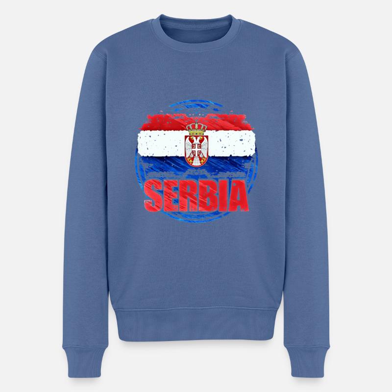 Serbien - Männer Premium Bio Pullover - Taubenblau