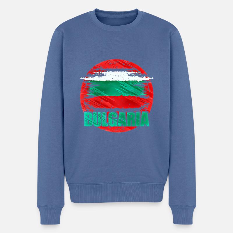 Bulgarien - Männer Premium Bio Pullover - Taubenblau