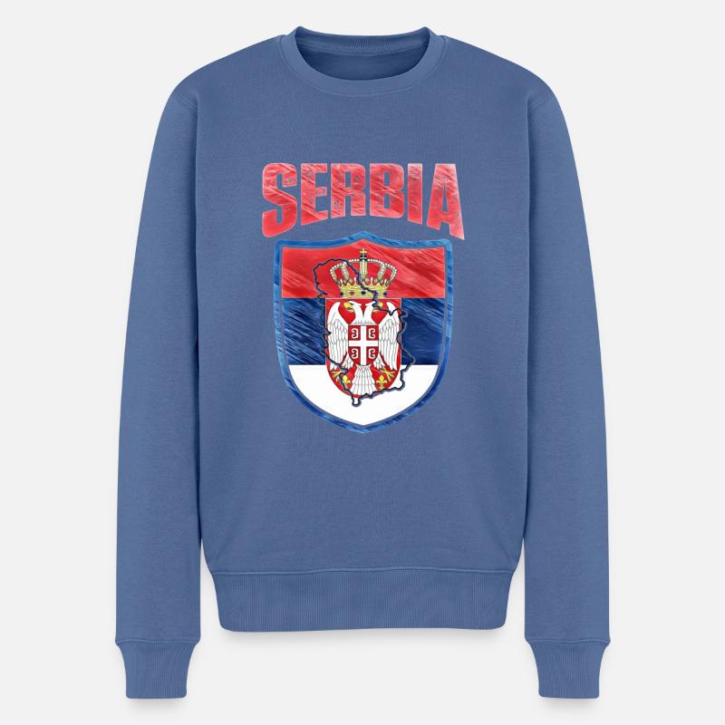 Serbien - Männer Premium Bio Pullover - Taubenblau
