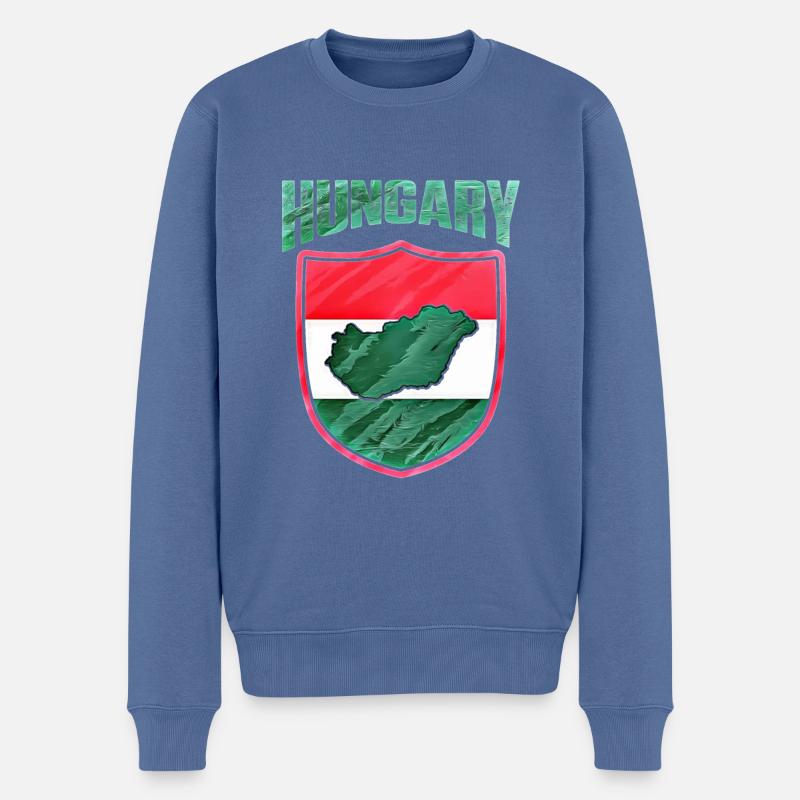Ungarn - Männer Premium Bio Pullover - Taubenblau