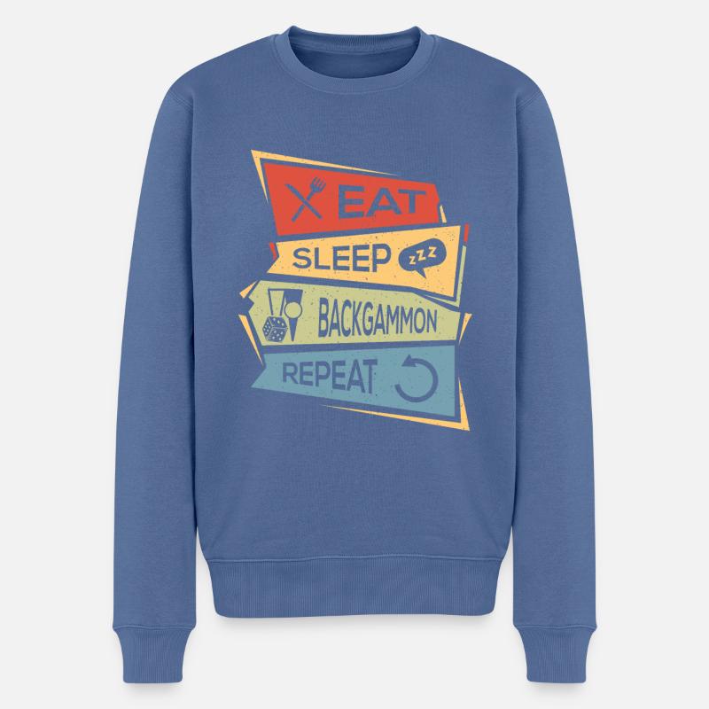 Backgammon - Pull Premium bio Homme - bleu pigeon
