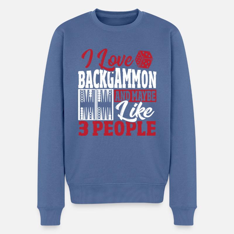 Backgammon - Pull Premium bio Homme - bleu pigeon