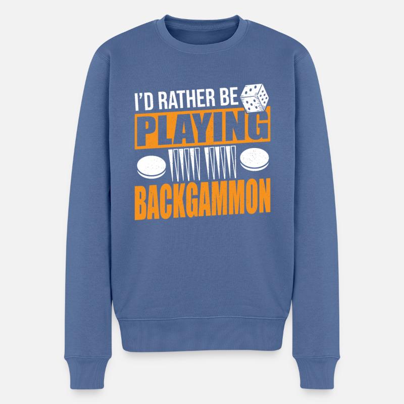 Backgammon - Pull Premium bio Homme - bleu pigeon
