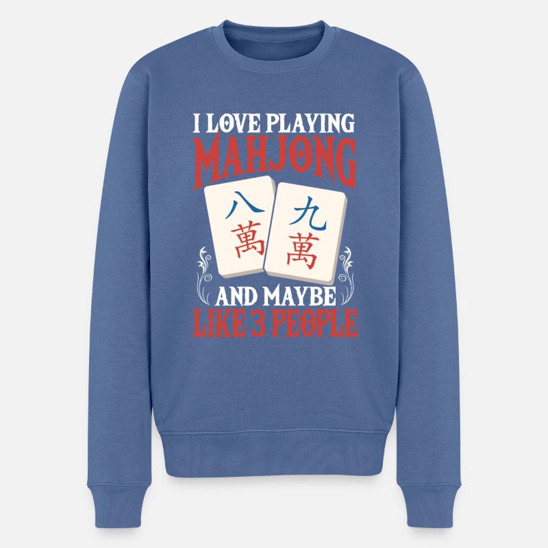 Geschenk für Mahjong Fans - Männer Premium Bio Pullover - Taubenblau
