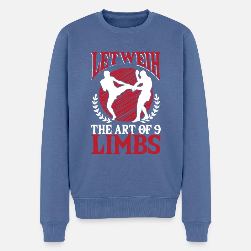 Lethwei burmesisches Geschenk - Männer Premium Bio Pullover - Taubenblau