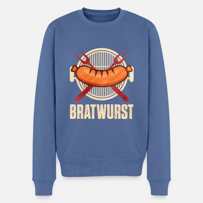 Bratwurst als Geschenk - Männer Premium Bio Pullover - Taubenblau