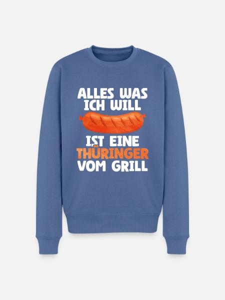 Bratwurst als Geschenk - Männer Premium Bio Pullover - Taubenblau