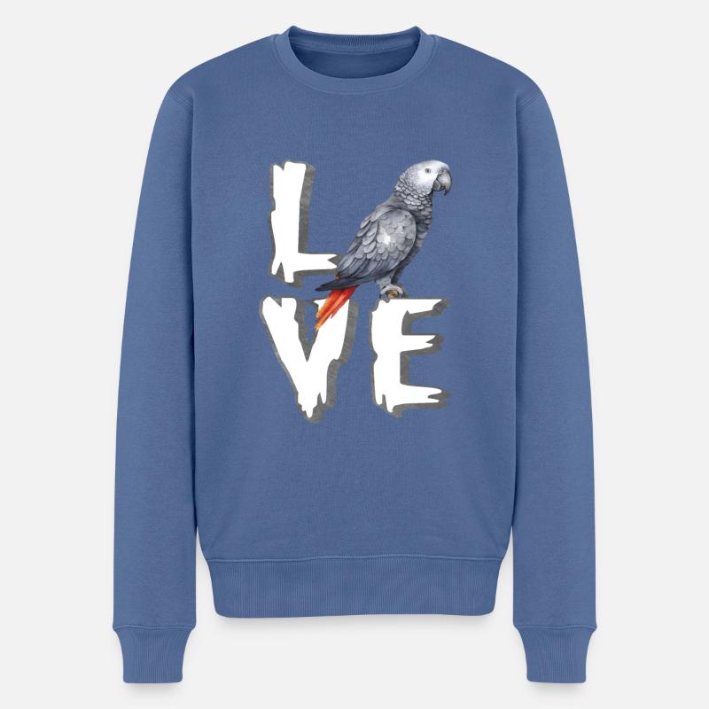 Cadeau de perroquet gris africain - Pull Premium bio Homme - bleu pigeon