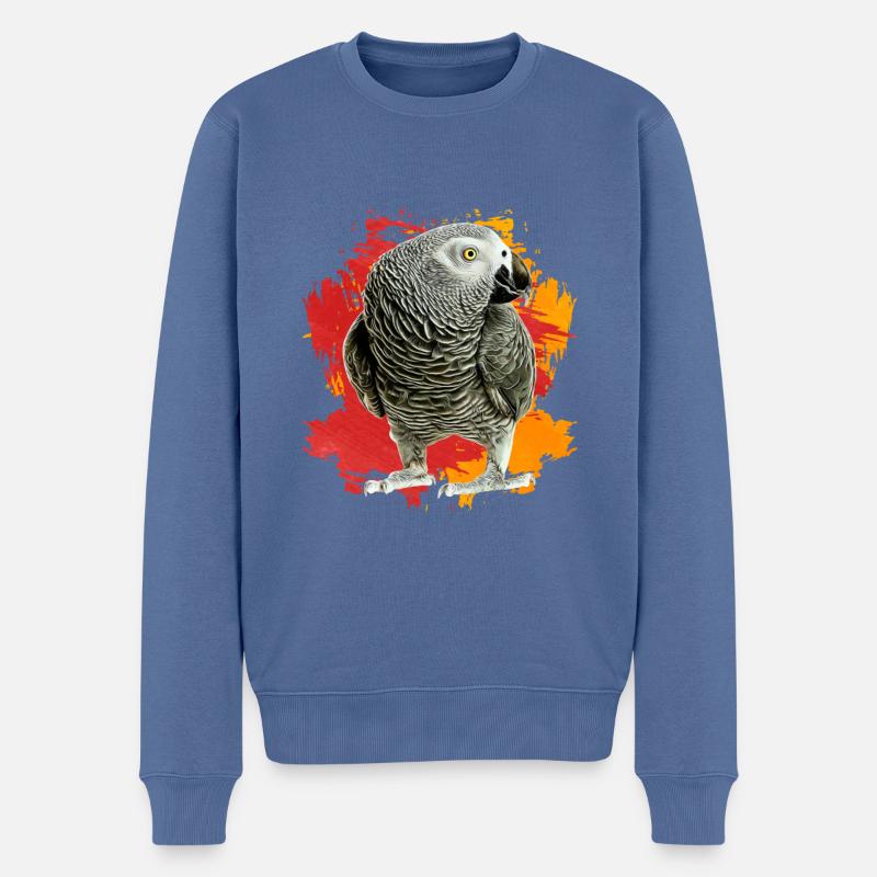 Afrikanisches Graupapagei Geschenk - Männer Premium Bio Pullover - Taubenblau