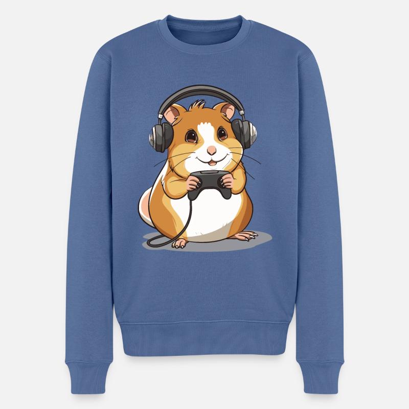 Hamster Videospiel - Männer Premium Bio Pullover - Taubenblau