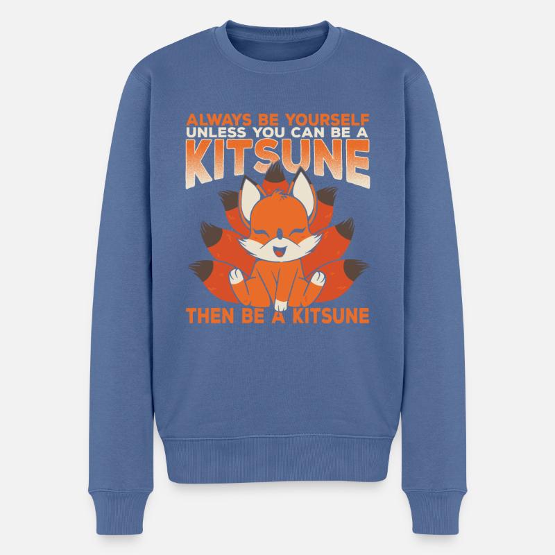 Kitsune Fuchs Kawaii Fuchs Geschenk - Männer Premium Bio Pullover - Taubenblau