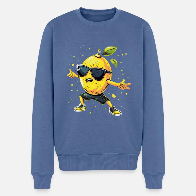 Zitrone - Männer Premium Bio Pullover - Taubenblau