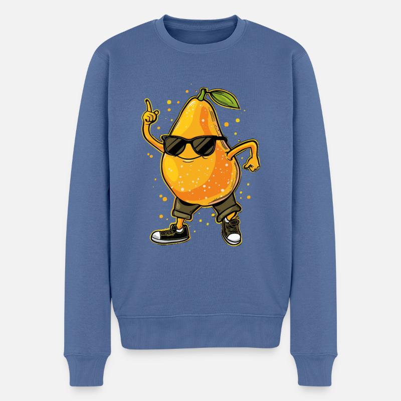 Mango-Dabbing - Männer Premium Bio Pullover - Taubenblau