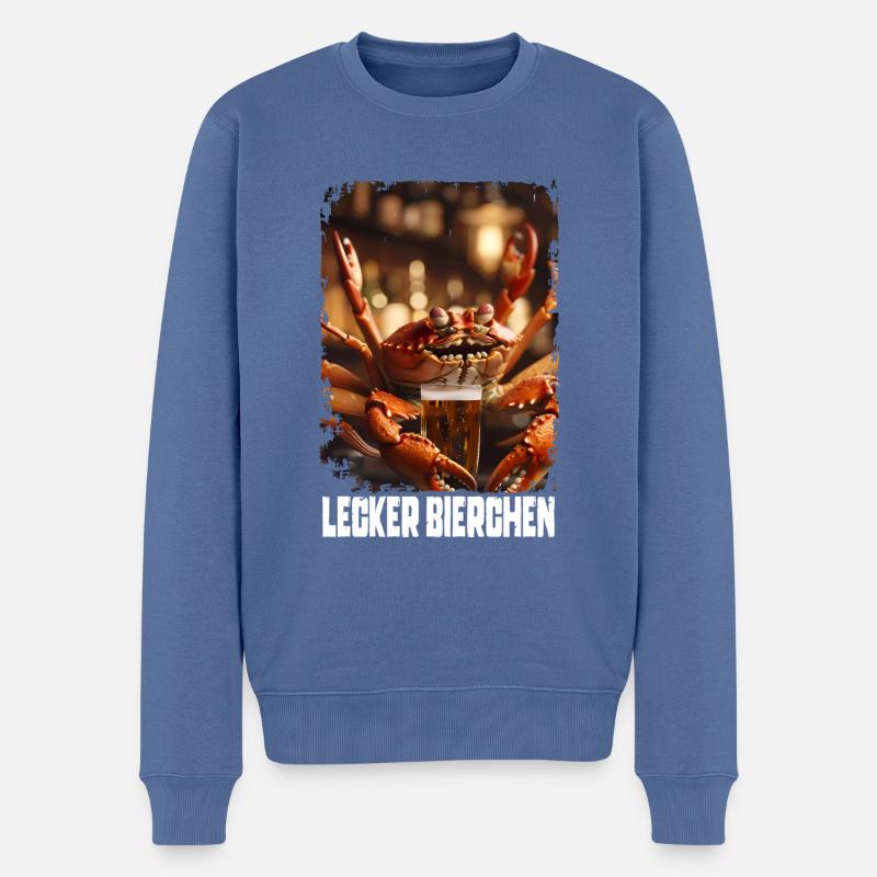 Lecker Bierchen Krabbe - Männer Premium Bio Pullover - Taubenblau