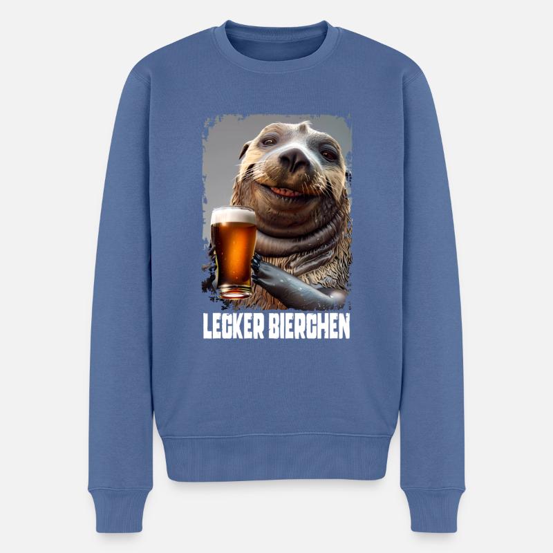 Lecker Bierchen Seelöwe - Männer Premium Bio Pullover - Taubenblau