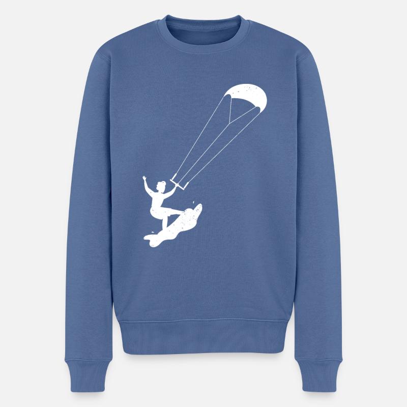 Kitesurf - Pull Premium bio Homme - bleu pigeon