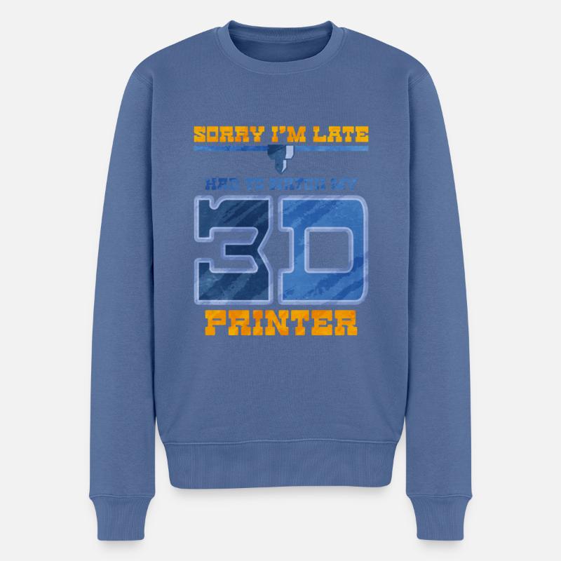 Impression 3D - Pull Premium bio Homme - bleu pigeon