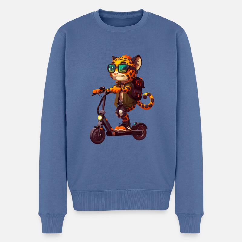Ozelot Roller - Männer Premium Bio Pullover - Taubenblau