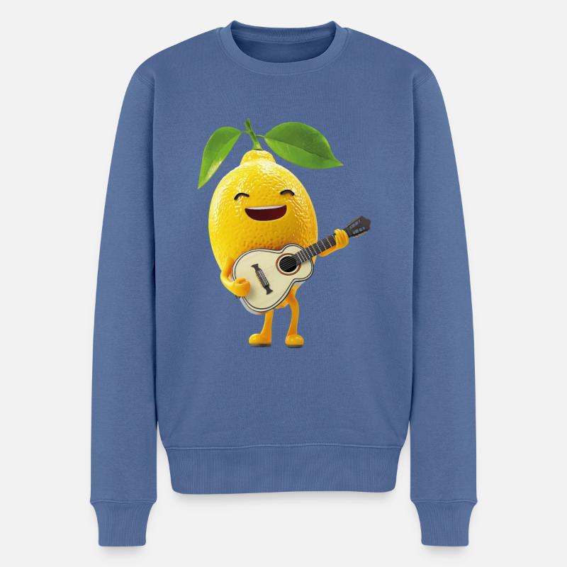 Zitrone Gitarre - Männer Premium Bio Pullover - Taubenblau