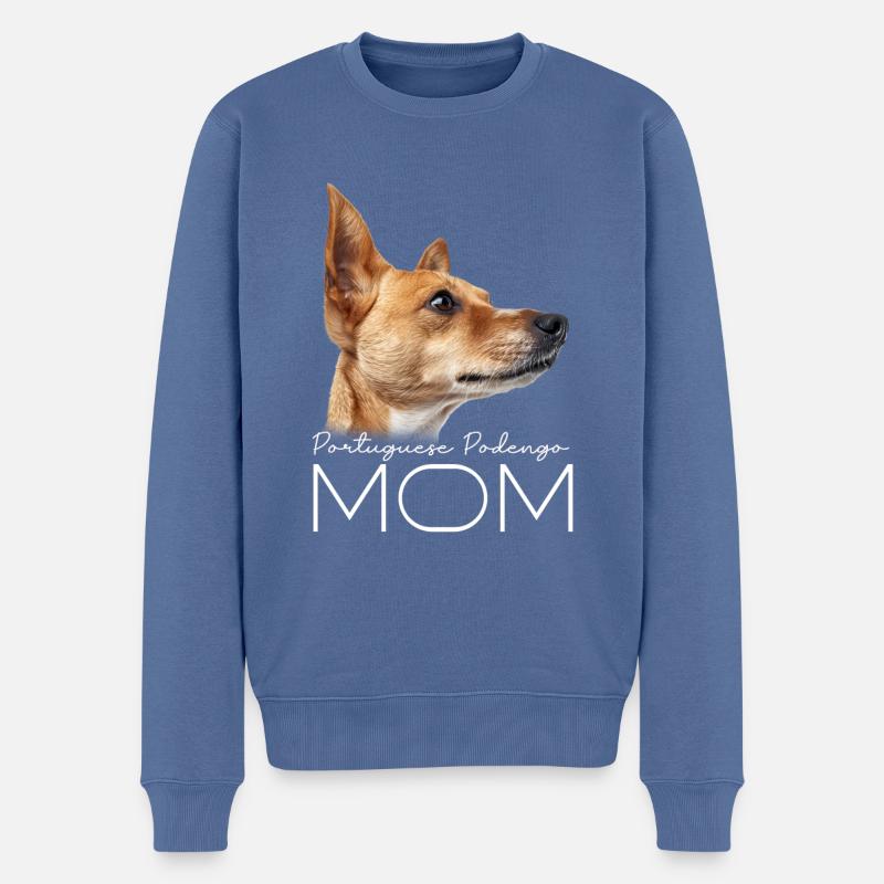 Maman portugaise Podengo - Pull Premium bio Homme - bleu pigeon