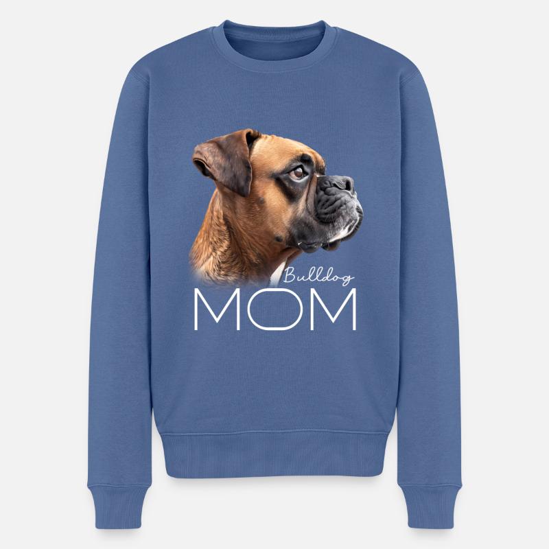 Maman bouledogue - Pull Premium bio Homme - bleu pigeon