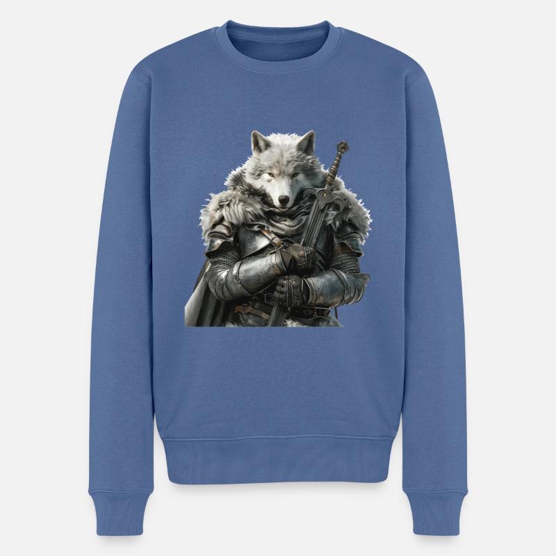 Wolf Knight Moyen Âge - Pull Premium bio Homme - bleu pigeon