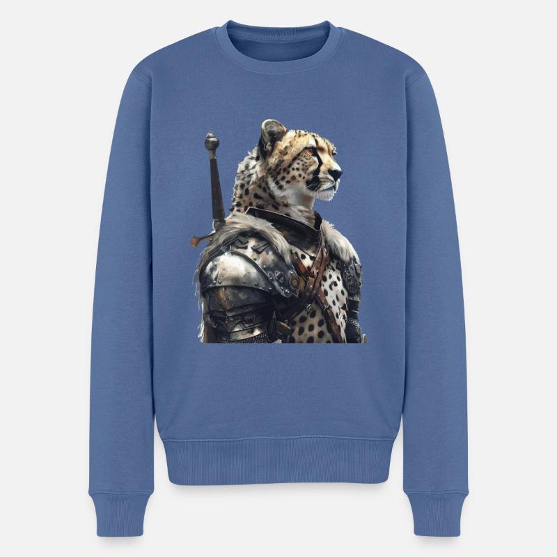 Gepard Ritter Mittelalter - Männer Premium Bio Pullover - Taubenblau