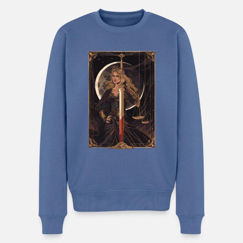 Gerechtigkeit Tarot - Männer Premium Bio Pullover - Taubenblau