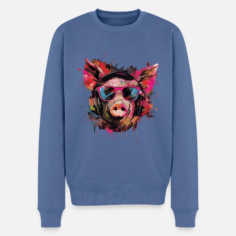 Cochon - Pull Premium bio Homme - bleu pigeon