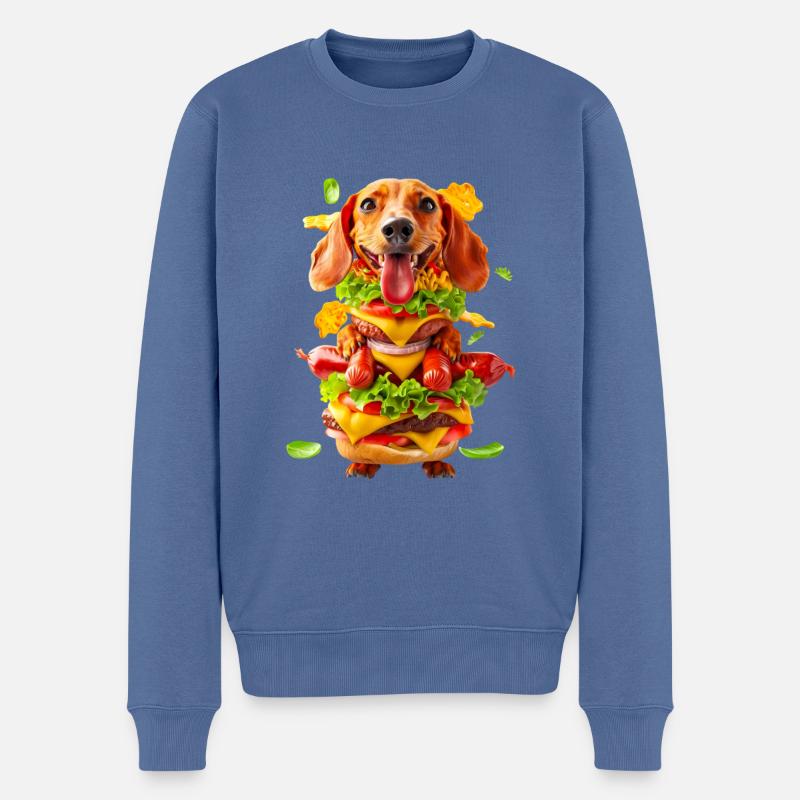 Dackel Hotdog - Männer Premium Bio Pullover - Taubenblau