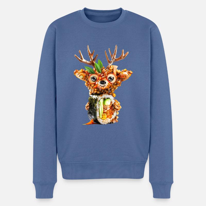 Hirsch Gimbap - Männer Premium Bio Pullover - Taubenblau
