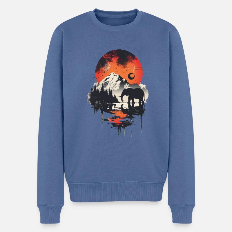 Elefant - Männer Premium Bio Pullover - Taubenblau