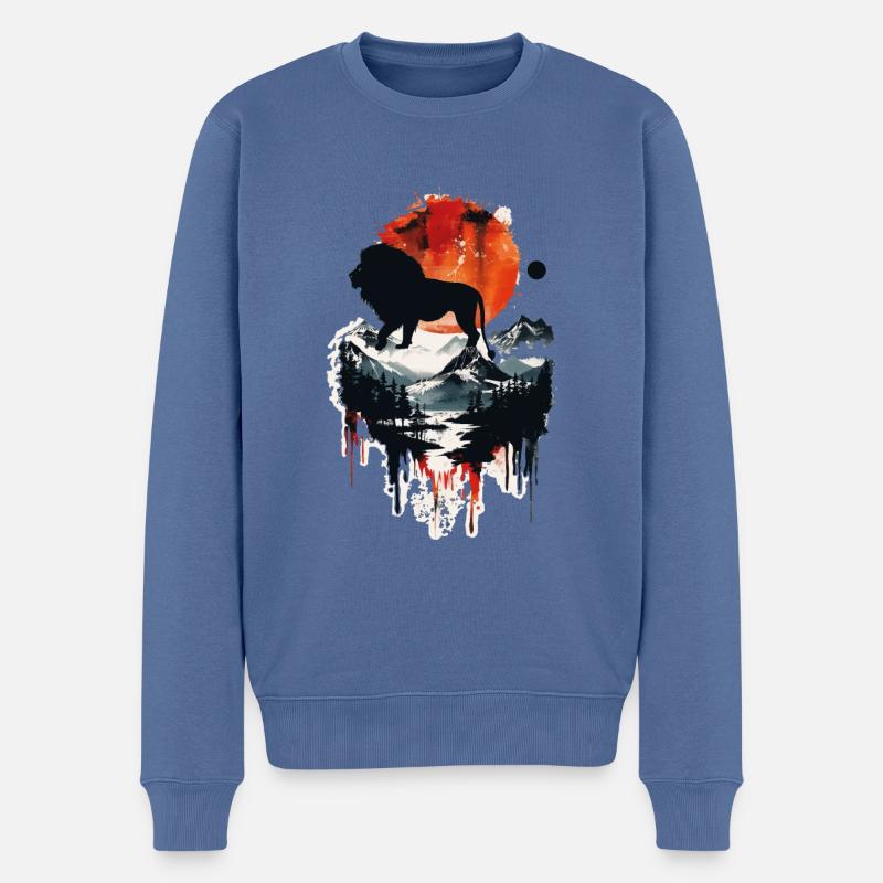 Lion - Pull Premium bio Homme - bleu pigeon