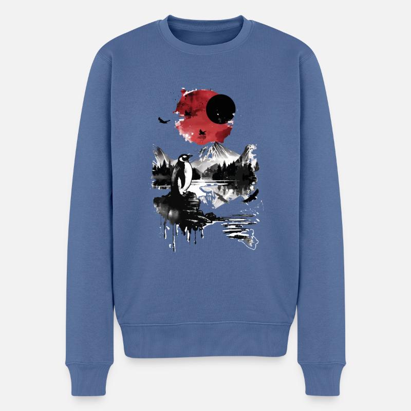 Pinguin - Männer Premium Bio Pullover - Taubenblau