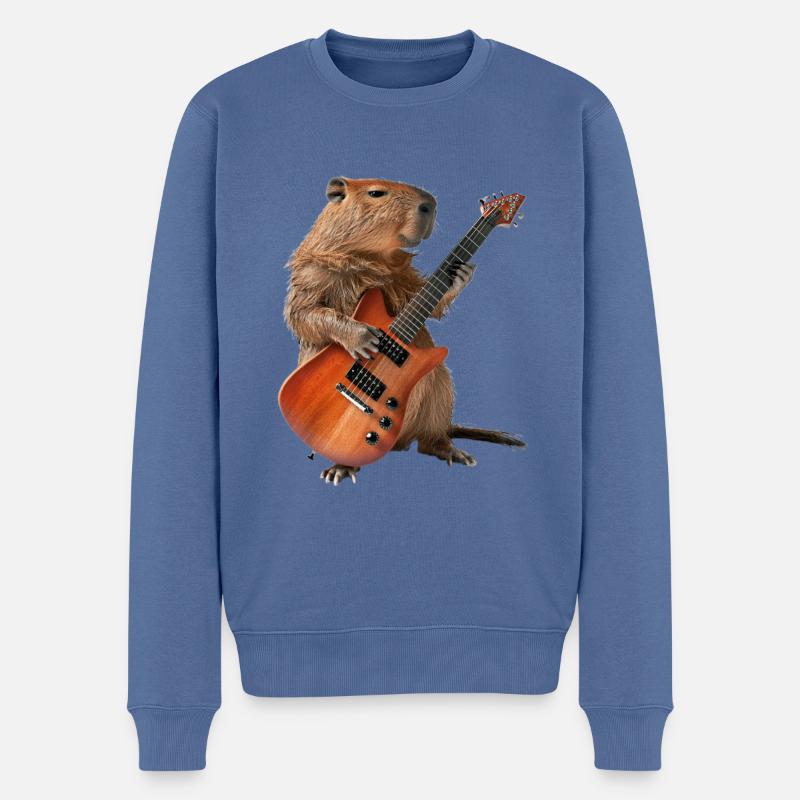 Capybara Gitarre - Männer Premium Bio Pullover - Taubenblau