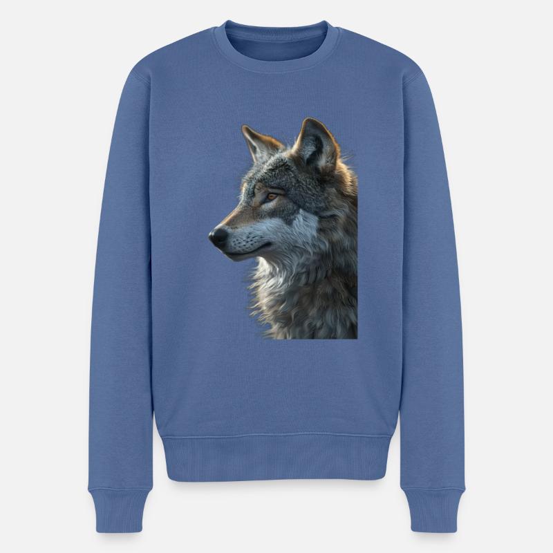 Wolf - Männer Premium Bio Pullover - Taubenblau