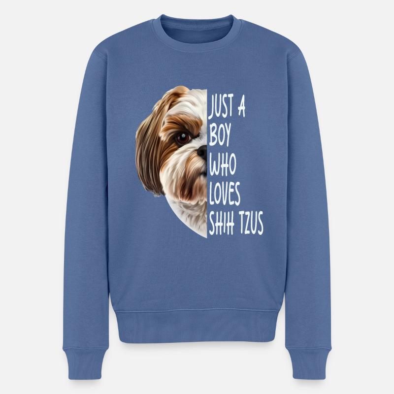 Shih Tzu - Pull Premium bio Homme - bleu pigeon
