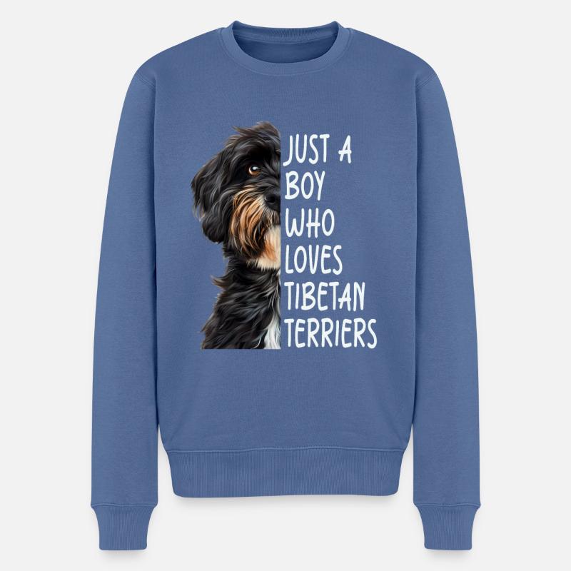 Tibetischer Terrier - Männer Premium Bio Pullover - Taubenblau