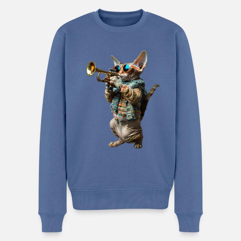 Devon Rex Trompette - Pull Premium bio Homme - bleu pigeon