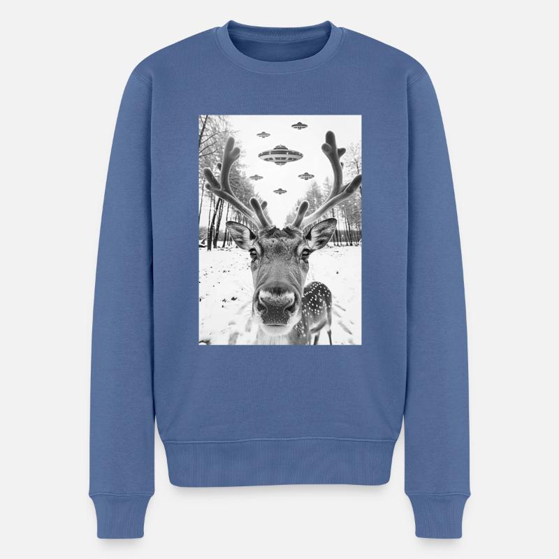 Renne selfie OVNI - Pull Premium bio Homme - bleu pigeon