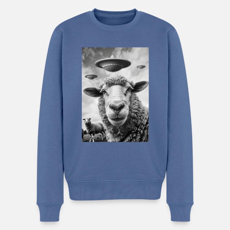 Mouton selfie OVNI - Pull Premium bio Homme - bleu pigeon