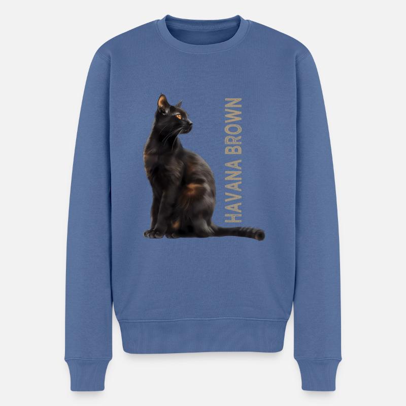 Brun Havane - Pull Premium bio Homme - bleu pigeon
