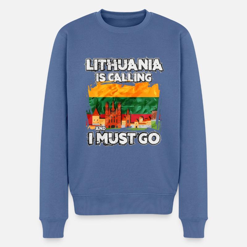 Litauen - Männer Premium Bio Pullover - Taubenblau
