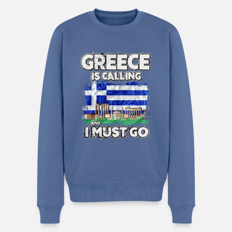 Grèce - Pull Premium bio Homme - bleu pigeon