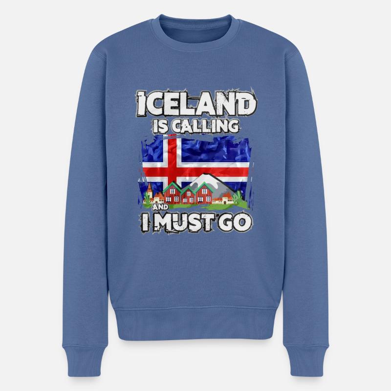 Islande - Pull Premium bio Homme - bleu pigeon