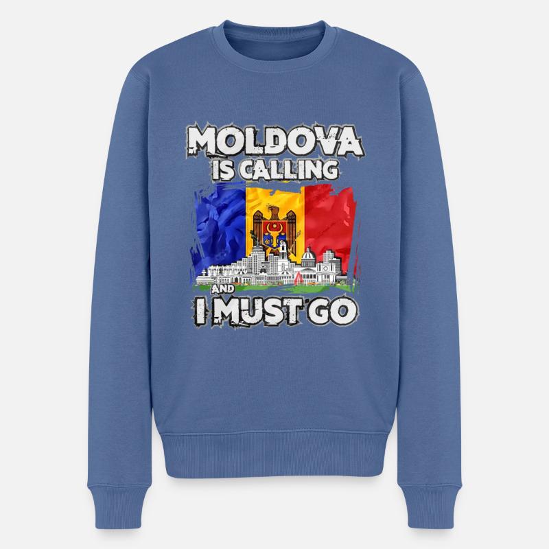 Moldawien - Männer Premium Bio Pullover - Taubenblau