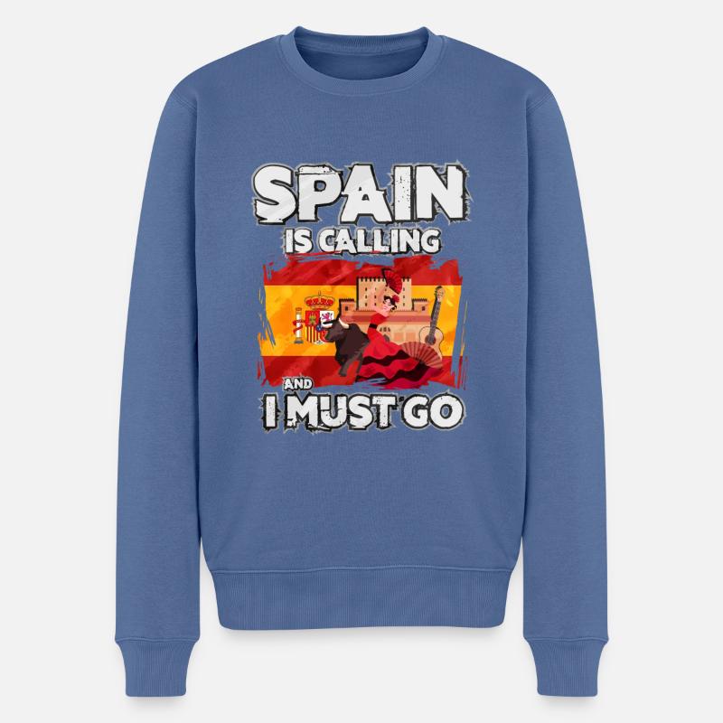 Spanien - Männer Premium Bio Pullover - Taubenblau