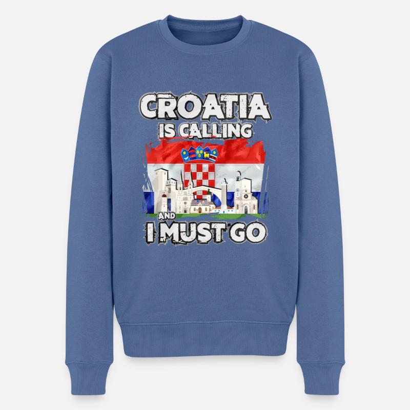 Kroatien - Männer Premium Bio Pullover - Taubenblau