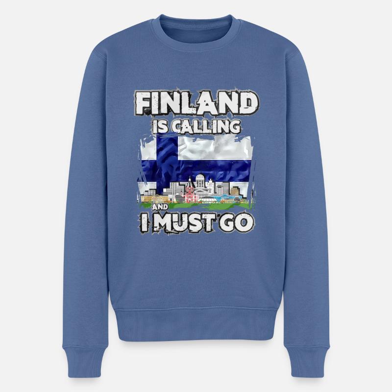Finlande - Pull Premium bio Homme - bleu pigeon